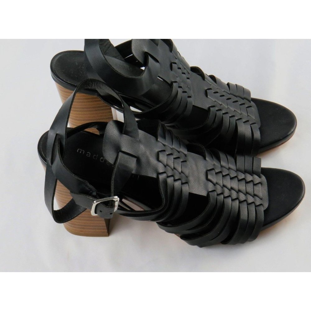 Madden Girl Strappy Block Heel Sandals Size 8 Blac